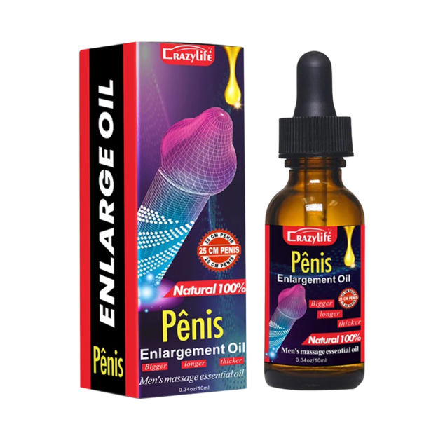 Masážní olej pro muže 10 ml Skleněná lahvička s kapátkem Přesné dávkování po kapkách Pouze k vnějšímu použití pro dospělé od 18 let 1