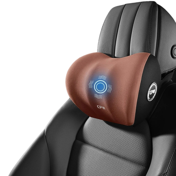 Masážní opěrka krku do auta a kanceláře Automasážní polštář do auta Vibrační opěrka Univerzální masážní přístroj hnědá