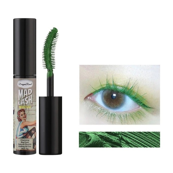 Mascara Colorata per Ciglia Spesse Mascara Compatta Resistente all'Acqua 2,1 x 1,5 x 8,6 cm Mascara Lunga Durata Delicata verde