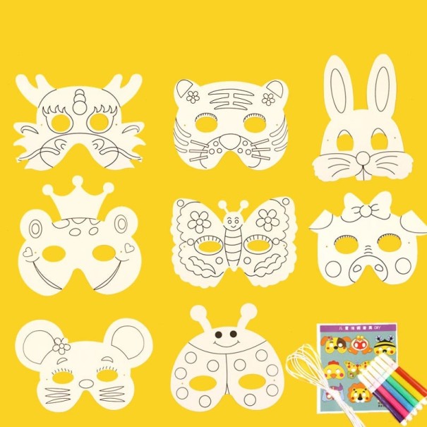 Máscara de animais para colorir 8 pcs 2