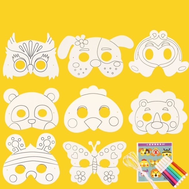 Máscara de animal para colorear 8 uds. 1