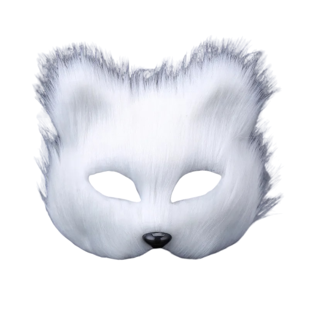 Máscara de animal peludo blanco