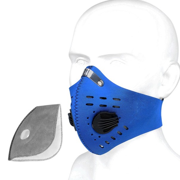 Máscara de ciclismo para o rosto contra o pó Com válvulas e aberturas de ventilação Para bicicleta e moto Para caminhadas e esqui Tamanho azul