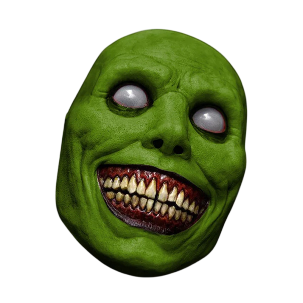 Máscara de Halloween demoníaca, máscara facial de horror con sonrisa, accesorio de cosplay aterrador para carnaval y fiesta verde