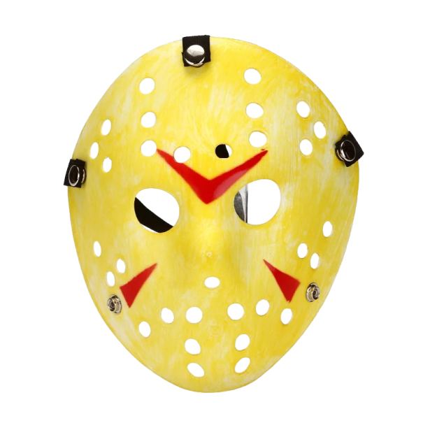 Máscara de Jason de Viernes 13. Máscara de Halloween. Máscara de miedo para carnaval. Accesorio de disfraz de Jason de Viernes 13. Máscara de hockey amarillo