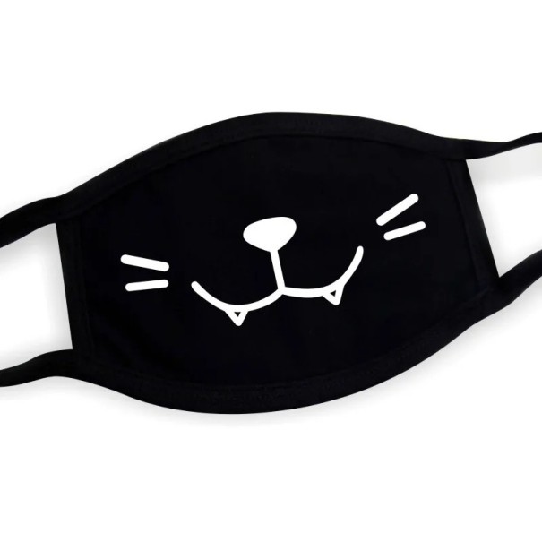 Máscara de rosto unissexo de algodão preto para o inverno com padrão de gato 1