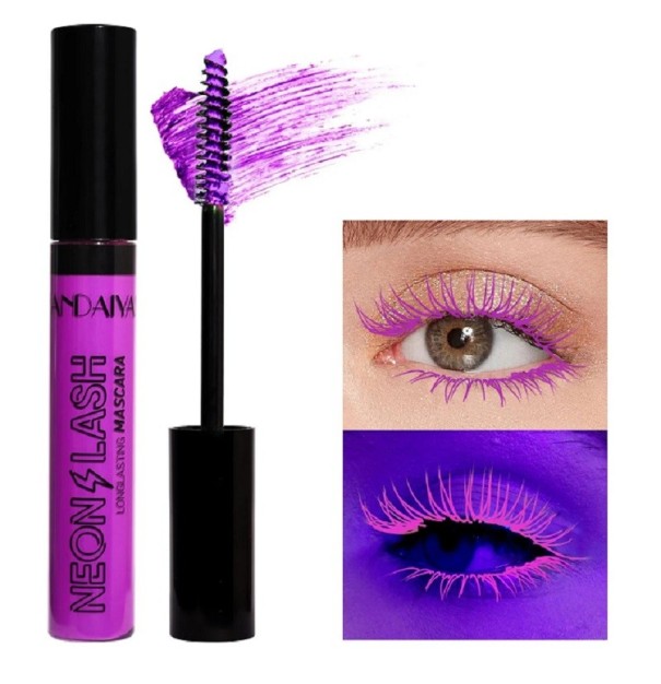 Mascara Fluorescente Durevole Mascara Colorata Che Brilla Al Buio Mascara Asciugatura Rapida Che Brilla Al Buio viola