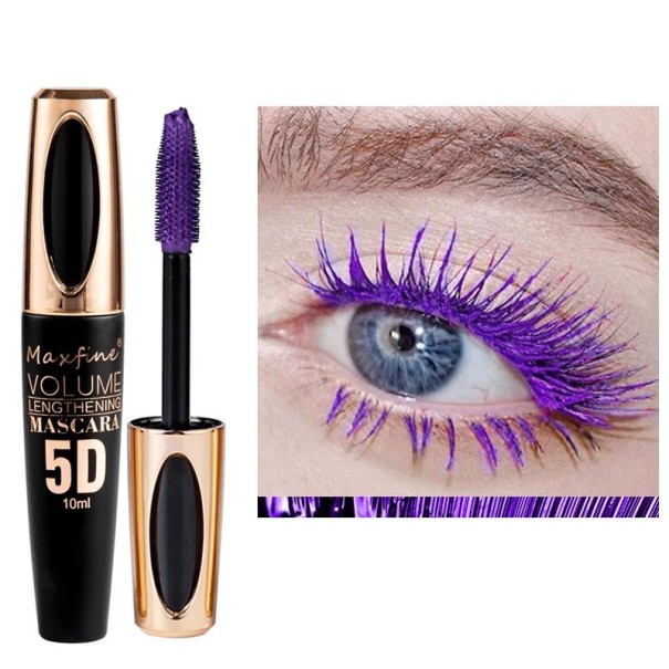 Mascara Maxfine 5D 10 ml Nera allungante con effetto volumizzante Spazzola sagomata per separare le ciglia Cosmetico per ciglia lunghe viola