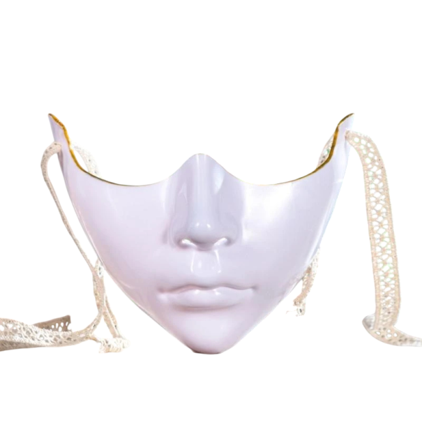 Máscara mecánica media cara Máscara de cosplay de carnaval Halloween Varios colores Atrezzo de disfraz para adultos blanco