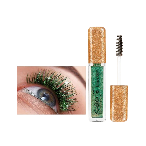 Mascara scintillante à séchage rapide Mascara waterproof longue tenue avec paillettes Mascara diamantée brillante pour des cils épais vert