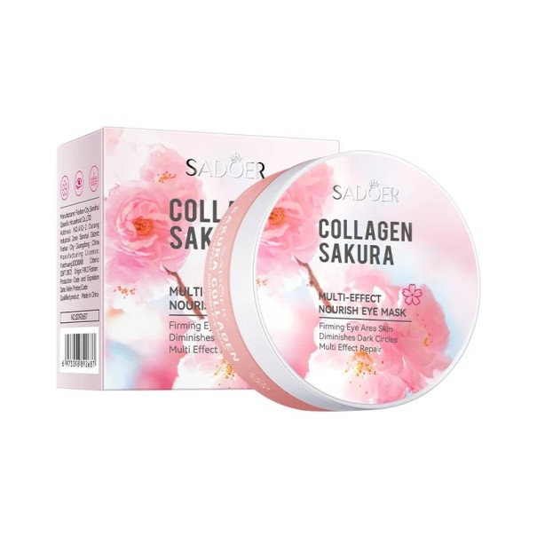 Máscaras de olhos hidratantes e reafirmantes de colagénio Sakura que reduzem olheiras e bolsas sob os olhos Cuidado nutritivo antienvelhecimento 60 unid/embalagem 1