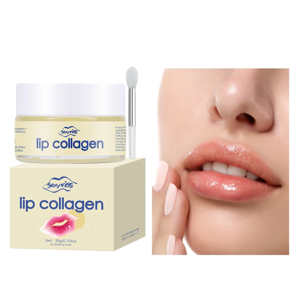 Mascarilla de colágeno nocturna para labios 20 g Cuidado hidratante contra labios secos Nutrición y regeneración Cosmética natural Hidratación 1