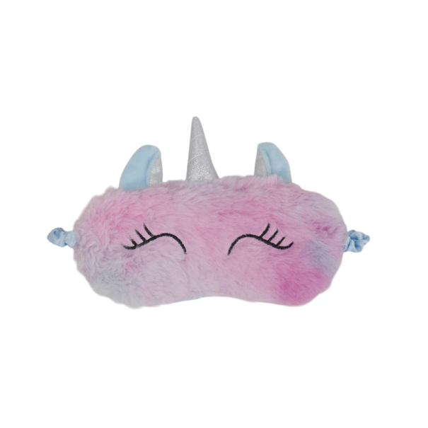 Maschera da notte in peluche unicorno 19,5 x 13,5 cm Mascherina per bambini Anime per dormire e viaggiare Regalo carino per feste con gli occhi bendati blu