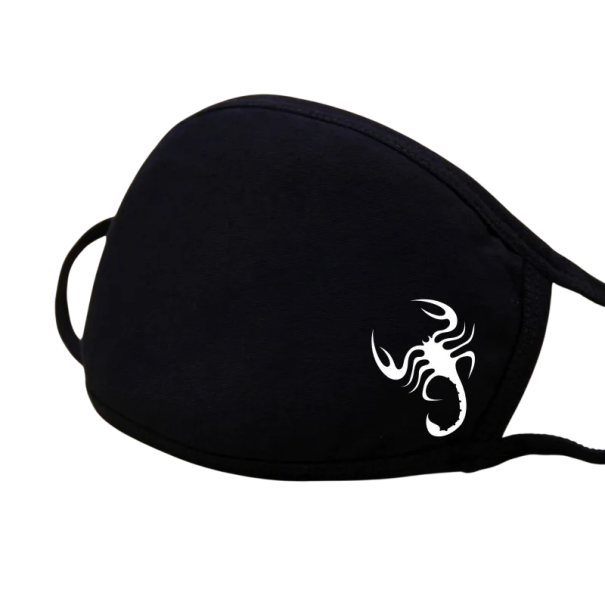 Maschera invernale unisex nera in cotone con motivo a cartone dello scorpione, calda, rinforzata, protettiva contro la polvere, maschera respiratoria 1