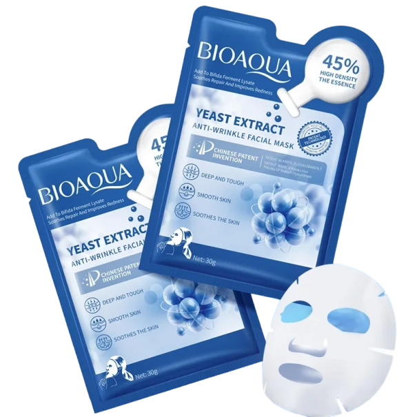 Maschera per il viso con estratto di lievito contro le rughe Maschera viso levigante contro l'invecchiamento della pelle Maschera in tessuto per il viso per lenire la pelle 12 pz 1