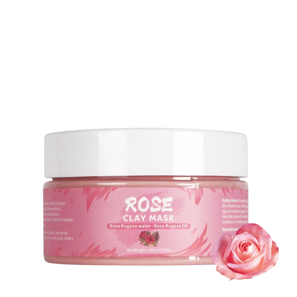 Maschera viso di fango argilloso 100 ml con rosa Maschera idratante per punti neri Maschera schiarente Trattamento profondo di fango per la pelle 1