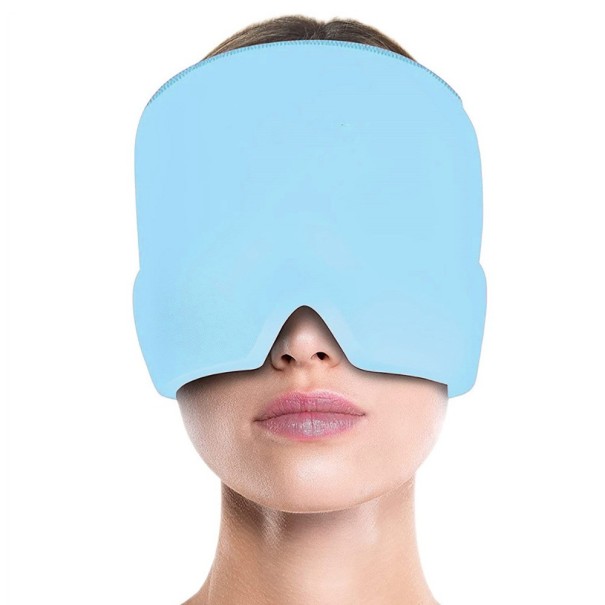 Maske mod migræne og hovedpine blå