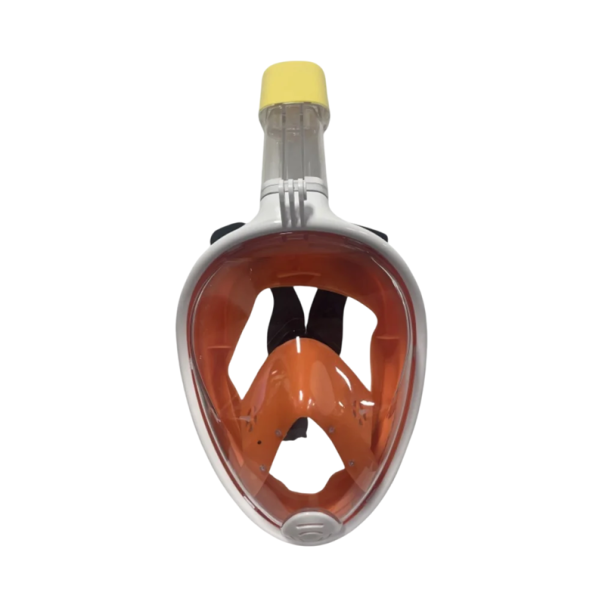 Masque de plongée intégral taille L/XL 19x13 cm avec vue panoramique et bouchons d'oreilles pour une plongée en apnée et une natation confortables orange