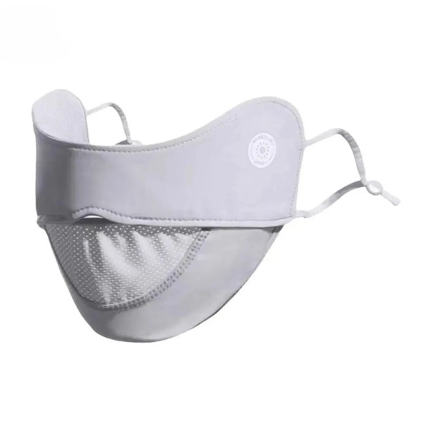 Masque facial avec cordon ajustable 13 x 23 x 11 cm polyester protection UV pour activités extérieures protection contre le soleil gris