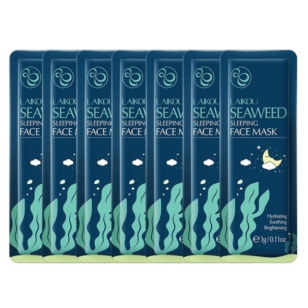 Masque hydratant pour le visage avec extrait d'algue marine Masque éclatant avec algue marine de nuit Masque apaisant pour le visage 3 g 7 pcs 1