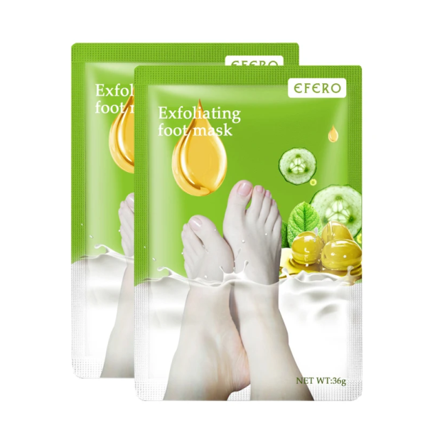 Masques exfoliants pour les pieds 2 paires 19 x 13 cm Chaussettes hydratantes à l'huile d'olive pour tous les types de peau Masques peeling pour pieds 1