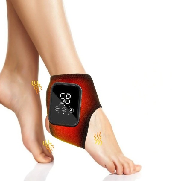 Massage-Ankle-Örtchen 14 cm × 9 cm Einstellbare Temperatur 48–58 °C 3 Vibrationsstufen Wärmender Massagegurt mit LED-Display und Timer schwarz
