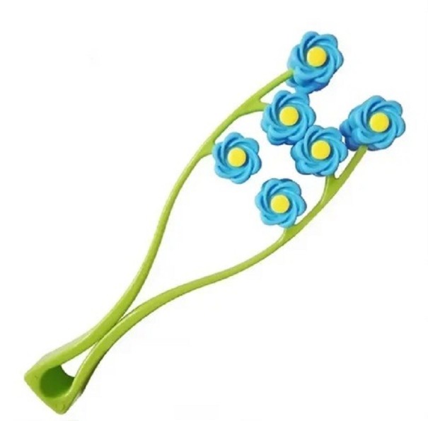 Massagetool voor gezicht, handen en voeten Anti-rimpelmassageroller Bloemvormige massagerollers voor gezichtsafslanking 22 x 6 cm blauw