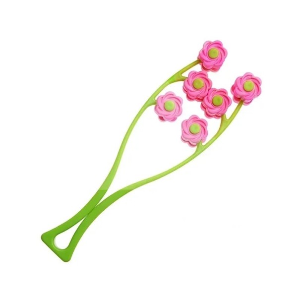 Massagetool voor gezicht, handen en voeten Anti-rimpelmassageroller Bloemvormige massagerollers voor gezichtsafslanking 22 x 6 cm roze