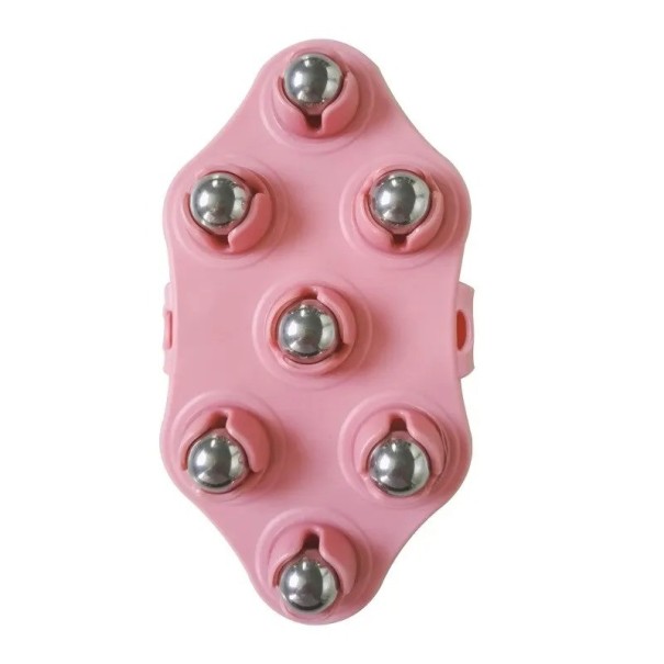 Massageværktøj med 7 stålkugler med 360° rotation. Massageplade til håndfladen mod kramper og muskelsmerter. Kugleanordning til punktmassage på kroppen 16 x 8 cm. 1