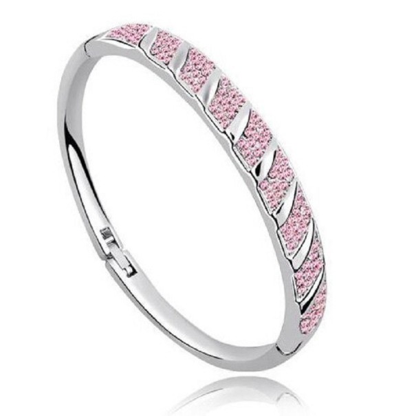 Massives Damenarmband mit Steinen H547 silbern 1