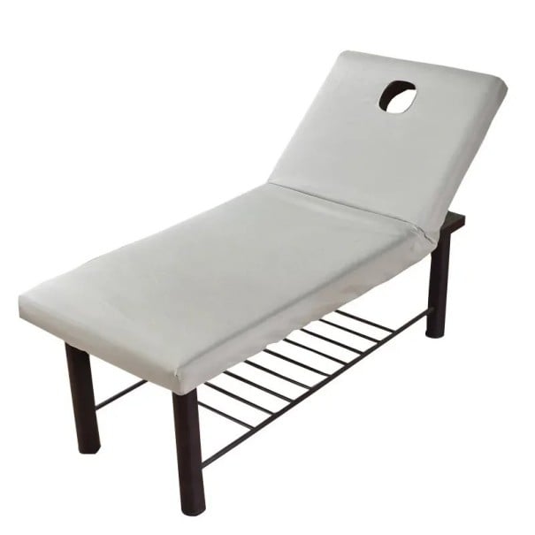 Masszázsasztal lepedő 190 x 70 cm 100% poliészter Rugalmas védőburkolat SPA Wellness Kozmetika Könnyű karbantartás világos szürke