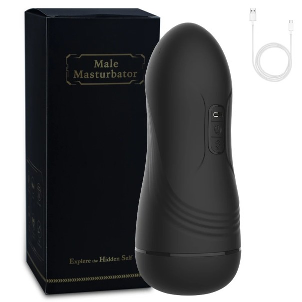 Masturbador artificial con succión y movimiento, vagina con estimulación de succión de venas realistas, 10 frecuencias de vibración, inserto impermeable y embalaje discreto. negro