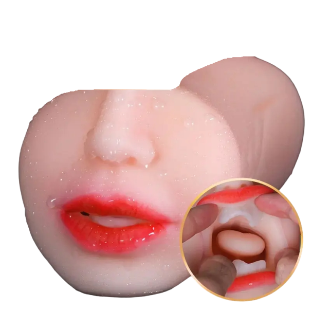 Masturbador de silicona 3 en 1 Masturbador realista Juguete erótico para hombres 20 cm beige