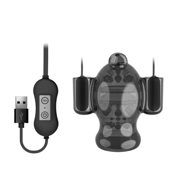 Masturbador masculino vibratório em silicone com 20 modos de vibração e controlo USB 7x4,6 cm embalagem discreta 1