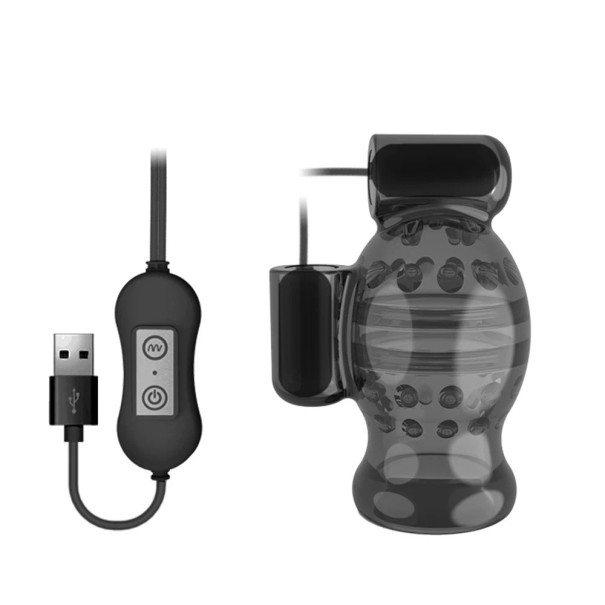 Masturbator masculin vibrator din silicon cu 20 de moduri de vibrație și control USB 67x46 mm ambalaj discret 1