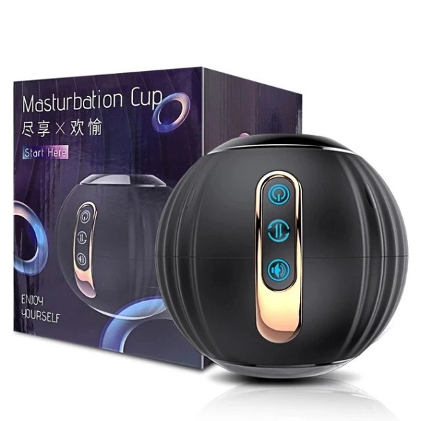 Masturbator vibrant in forma de minge cu gaura in mijloc, 10 moduri de vibratie, diametru 12,5 cm, ambalaj discret 1