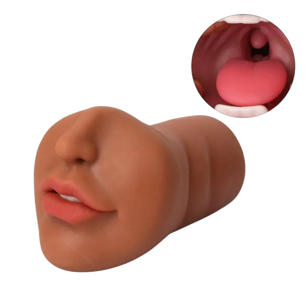 Masturbatore maschile in TPE con interno realistico, gola profonda e labbra adattabili per sesso orale, confezione discreta 1