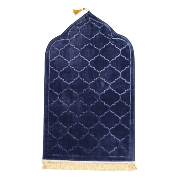 Mata modlitewna 65 x 110 cm Miękka islamska mata modlitewna Lekka składana wersja podróżna Elegancki design Wygodna powierzchnia do modlitwy ciemnoniebieski