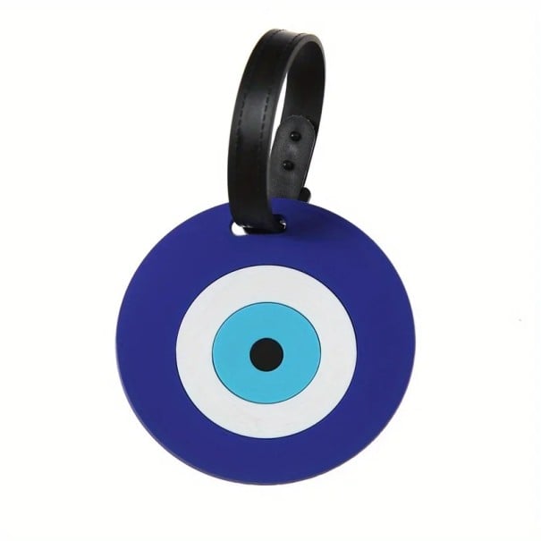 Matkailuvarusteen pyöreä nimilappu Evil Eye 10,5 × 10,5 cm silikoninen sininen tunnistuslappu matkalaukulle tai matkakassille 1