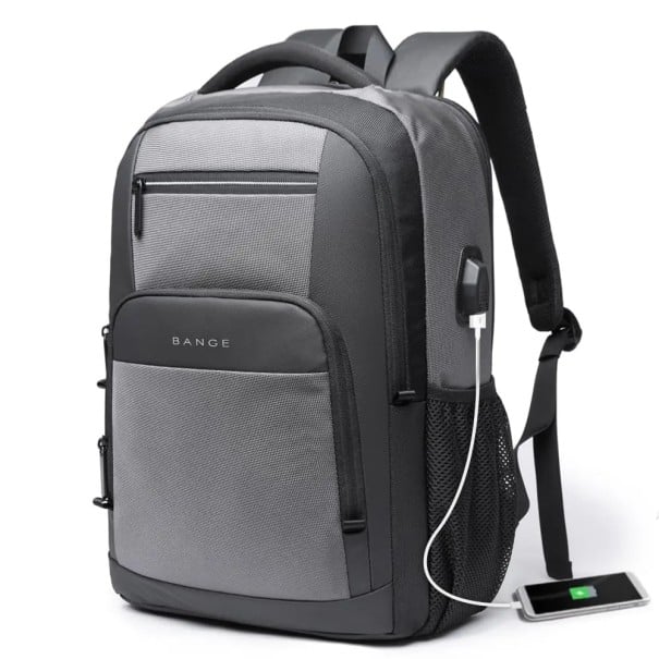 Matkakäyttöinen kannettavan tietokoneen reppu 45 × 32 × 15 cm Vedenpitävä monitoimireppu USB-portilla Useita taskuja Suurikapasiteettinen BANGE harmaa