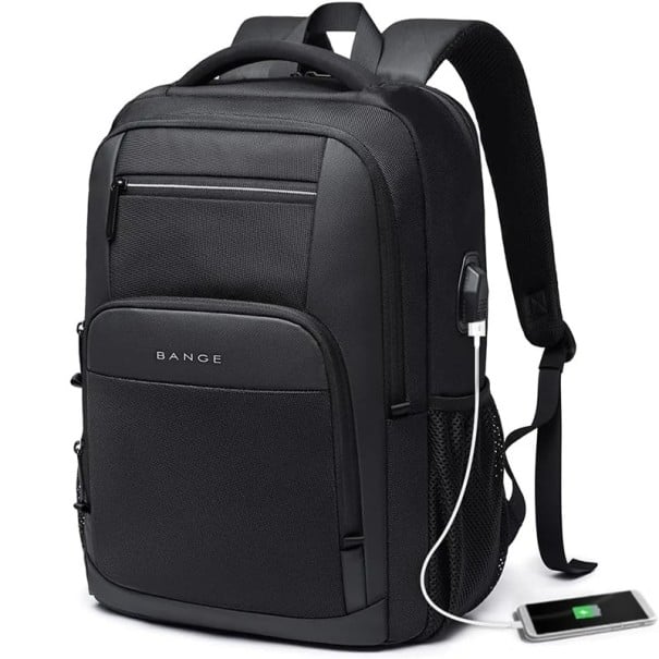 Matkakäyttöinen kannettavan tietokoneen reppu 45 × 32 × 15 cm Vedenpitävä monitoimireppu USB-portilla Useita taskuja Suurikapasiteettinen musta
