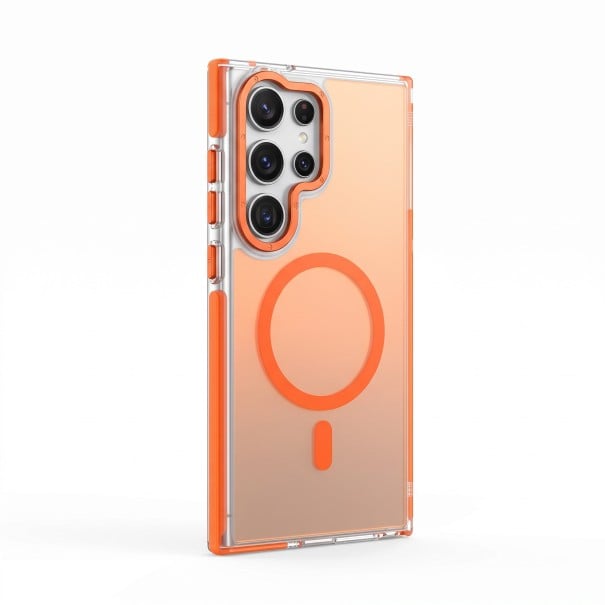 Matný magnetický kryt na Samsung Galaxy A05 4G s podporou bezdrôtového nabíjania Priehľadné okraje Ochrana fotoaparátu Obal na mobil oranžová