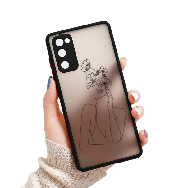 Matný průhledný kryt s kresbou ženy na Samsung Galaxy S22 Ultra 1