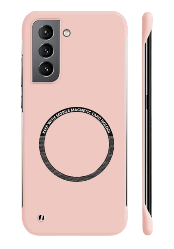 Mattapintainen suojakuori MagSafe-tuella Samsung Galaxy S22 Ultralle vaaleanpunainen