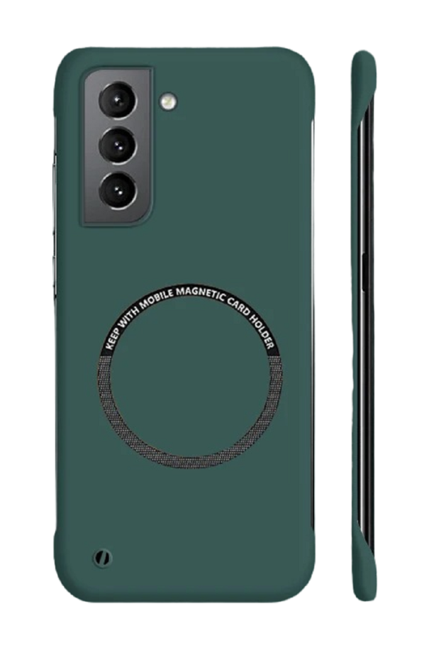 Mattapintainen suojakuori MagSafe-tuella Samsung Galaxy S23:lle vihreä