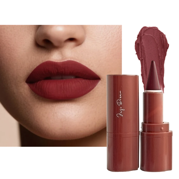 Matte læbestift og lipliner 2i1 3 g Kosmetisk hjælpemiddel til makeup Fremhævelse af læberne Fin tekstur 76,5 x 26 mm 3