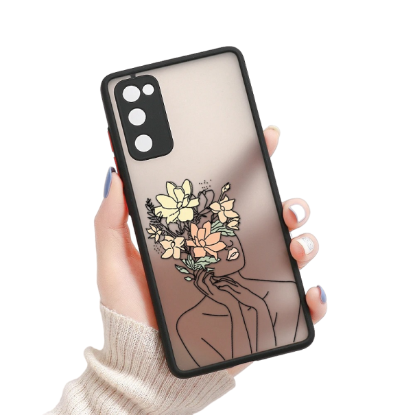 Mattes transparentes Cover mit dem Motiv einer Frau mit Blumen für das Samsung Galaxy S22 Ultra B2009 1