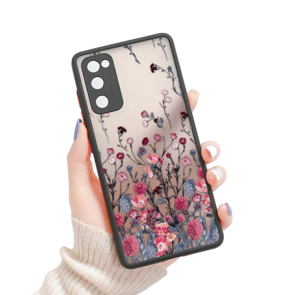 Mattes transparentes Cover mit dem Motiv rosa Wiesenblumen für das Samsung Galaxy S20 FE 2022 1