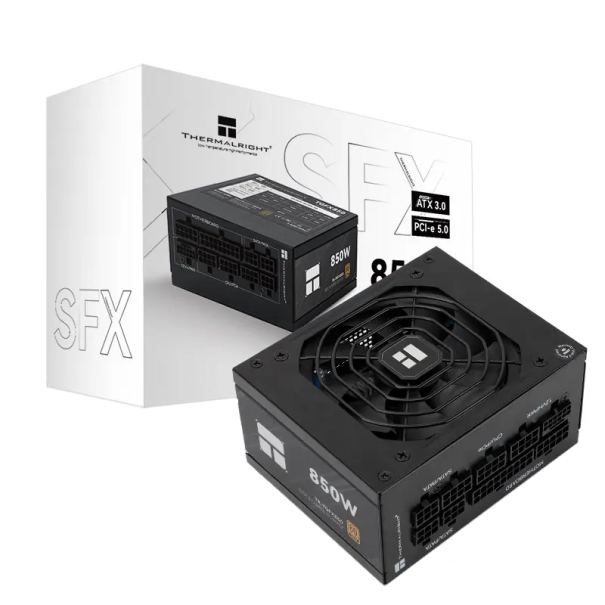 Μαύρος τροφοδοτικός σταθμός 850W για θήκη PC με υποστήριξη ATX 3.0 και PCI-e 5.0, παγκόσμια είσοδος 100–240V, διαστάσεις 10x12,5x6,4 cm 1