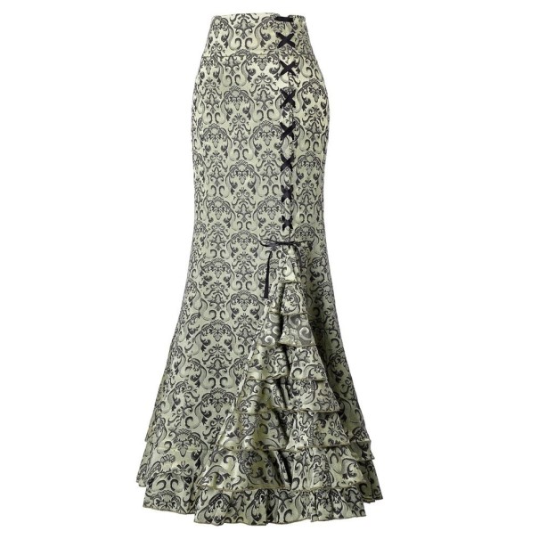 Maxi-rok voor dames met veterdetail groen M